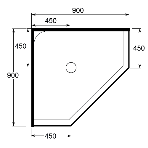 Pentagon 45 Deg Shower trays 900 x 900 and 1000 x 1000mm