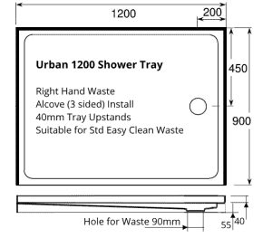 Urban 1200 x 900 Alcove 3 sided RH waste
