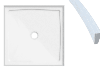 4 lip 900 x 900mm shower tray center waste with seal