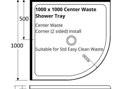 curved corner 2 sided 1000 x 1000 shower tray center waste for 1000 x 1000 shower enclosure