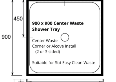square shower 900 x 900 tray 4 lip center waste dimensions for 900 x 900 Shower Enclosure