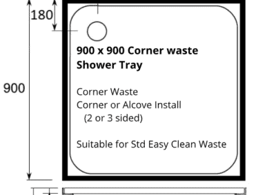square shower 900 x 900 tray 4 lip rear waste dimensions for 900 x 900 Shower Enclosure