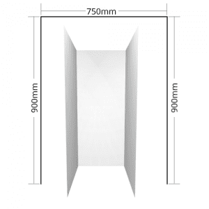 Alcove Shower liner 3 sided 900x750x900 Flat