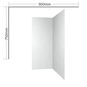 Shower liner 2 sided Corner 900x750 flat