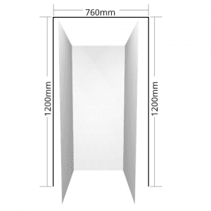 Alcove Shower liner 3 sided 1200 x 760x1200 flat for 1200x760 shower enclosure