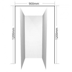 Alcove Shower liner 3 sided 1200 x 900 x 1200 flat for 1200 x 900 shower enclosure