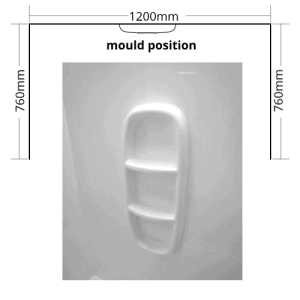 Alcove Shower liner 760 x 1200 x 760 moulded for 1200x760 shower enclosure
