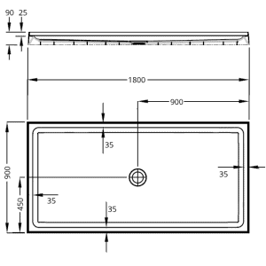 1800 x 900 4 lip Everest tray dimensions