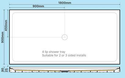 1800 x 900 4-lip shower tray