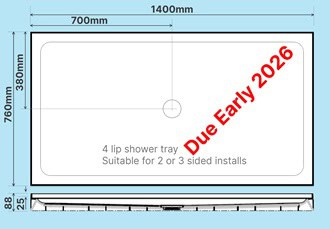 1400 x 760 4-lip shower tray