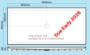 1600 x 760 4-lip shower tray